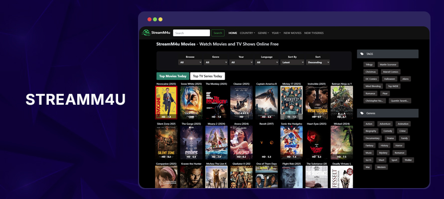 StreamM4u Interface showcasing HD Movie Selection